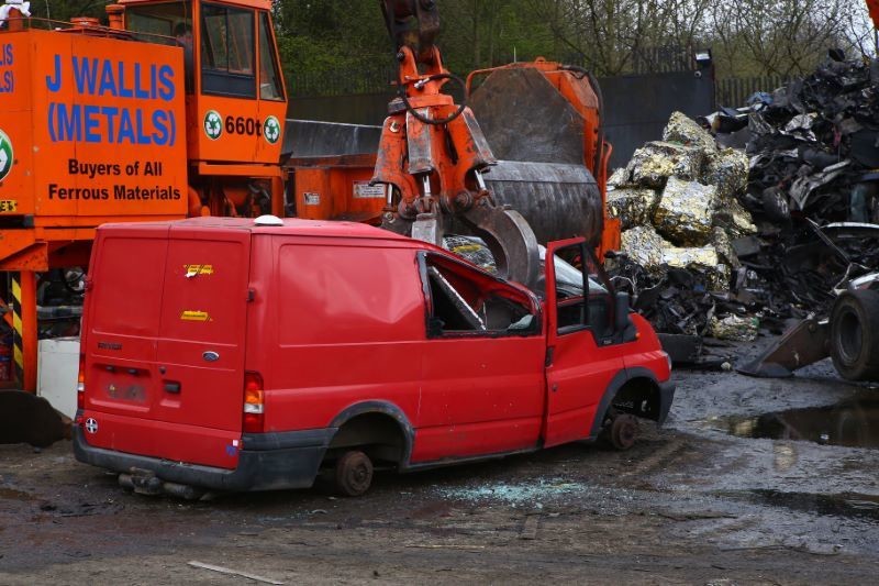 Other image for Clear warning for illegal fly tippers as Transit  is crushed